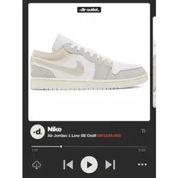 Кроссовки Nike Air Jordan 1 Low, размер 8us / 7uk / 41eur / 40ru / 26cm, серый, белый 103058514184