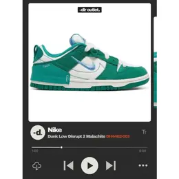 Кроссовки Nike Dunk Low, размер 5,5us / 5uk / 38eur / 37ru / 24cm, зеленый, бирюзовый, белый 103055536920