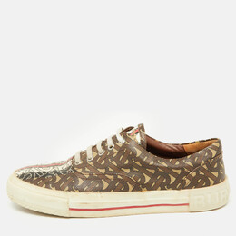 Burberry Multicolor Brown TB Monogram Coated Canvas Sneakers Size 42 996365