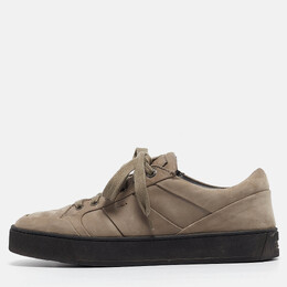Santoni Grey Nubuck Leather Low Top Sneakers Size 40 1000176