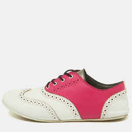 Dolce & Gabbana Pink/White Brogue Leather Oxford Sneakers Size 36 1004214