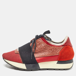Balenciaga Orange Suede and Leather Race Runner Sneakers Size 35 1008593