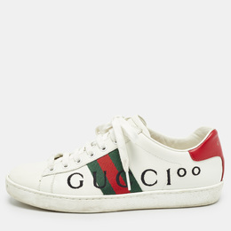 Gucci White Leather Web Ace Low Top Sneakers Size 37 1012878
