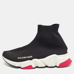 Balenciaga Black Knit Fabric Speed Trainer High Top Sneakers Size 35 1014658