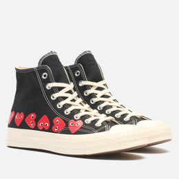 Мужские кеды Converse x Comme des Garcons Play Chuck 70 Multi Heart Hi, цвет чёрный, размер 41.5 EU a08147-4828204