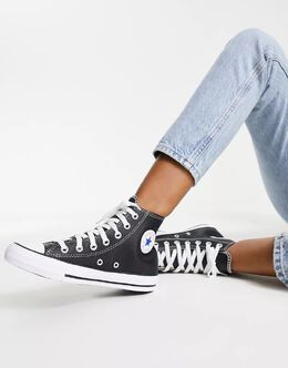 Черные кожаные кроссовки Converse Chuck Taylor Hi 115184707 | black