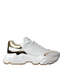 Dolce & Gabbana White Gold DAYMASTER Leather Sneakers Shoes - EU40/US9.5 la5712#2-40