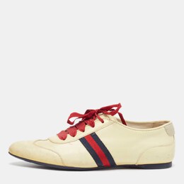 Gucci Cream Patent Leather Lace Up Sneakers 36 1029274