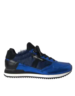 Dolce & Gabbana Blue Black Calf Hair Leather Sneakers Shoes - EU39/US6 mv5686-39