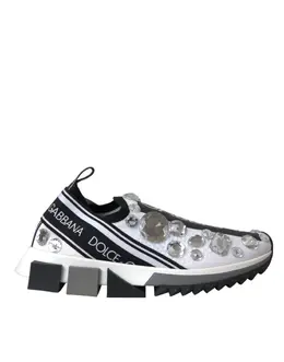 Dolce & Gabbana White Sorrento Crystals Sneakers Shoes - EU37/US6.5 la11135-37