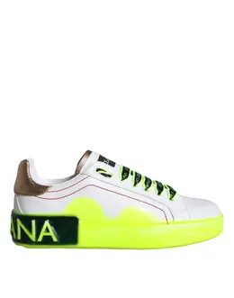 Dolce & Gabbana White Leather Portofino Low Top Sneakers Shoes - EU35/US4.5 la11397-35