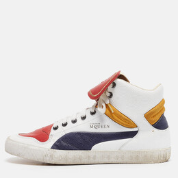 Alexander McQueen White Leather High Top Sneakers Size 44 1041621