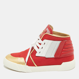 Giuseppe Zanotti Red/Gold Leather Foxy London High Top Sneakers Size 44 1042799