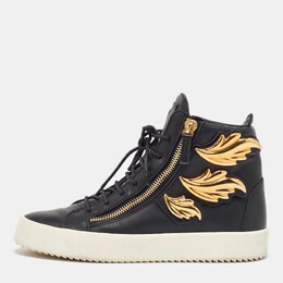 Giuseppe Zanotti Black Leather Wings High Top Sneakers 43 1047165
