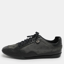Gucci Black/Grey GG Canvas and Leather Low Top Sneakers Size 43.5 1046188