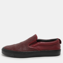 Gucci Burgundy Diamante Leather Slip On Sneakers 41.5 1046323