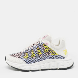 Versace Multicolor Leather and Fabric Trigreca Sneakers Size 41 1049681