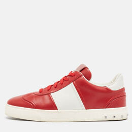 Valentino Red/White Leather Fly Crew Low Top Sneakers Size 40.5 1052162