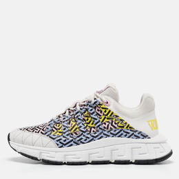 Versace Multicolor Canvas and Leather Trigreca Lace Up Sneakers Size 44 1056174