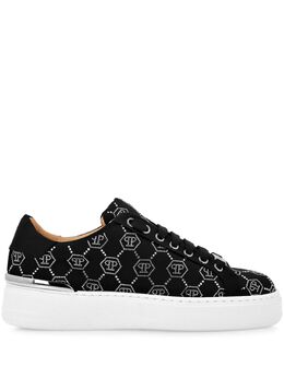Philipp Plein rhinestone-embellished satin sneakers 23939613