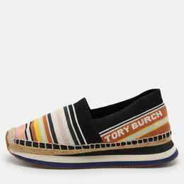Tory Burch Multicolor Stretch Fabric Daisy Logo Espadrille Slip On Sneakers 37 1062507