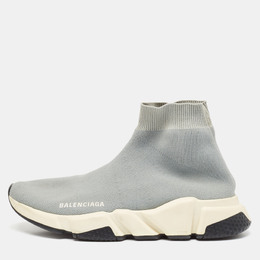 Balenciaga Grey Knit Fabric Speed Trainer Slip On Sneakers Size 39 1061016