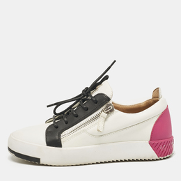 Giuseppe Zanotti White/Black Leather Frankie Low Top Sneakers Size 38 1073988