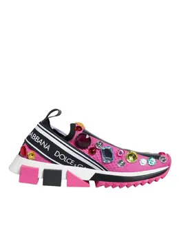 Dolce & Gabbana Pink Sorrento Crystals Low Top Sneakers Shoes - EU37/US7 la12182-37