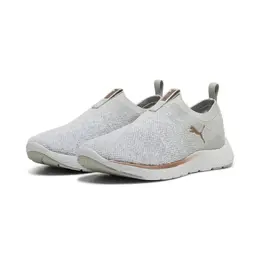 Кроссовки-слипоны Puma "SOFTRIDE REMI SLIP-ON KNIT WN'S", цвет Ash Gray- Puma White-Rose Gold 7614730998 | ash gray-puma white-rose gold