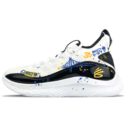 Баскетбольные кроссовки Curry 8 унисекс с низким верхом белые/черные Under Armour 3024785-111(team40-库里30) | white/black