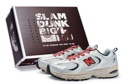 Кроссовки NB 530 унисекс с низким верхом, красные New Balance mr530ka(team80-男女同款极昼红s-box) | gray-silver-red