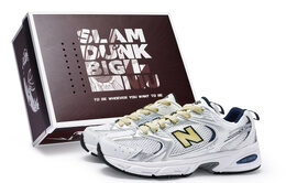 Кроссовки New Balance 530 Cushioned Slip-Resistant Breathable, белый/серебристый/золотой mr530sg(team80-男女款无糖苏打米黄s-box) | silver beige