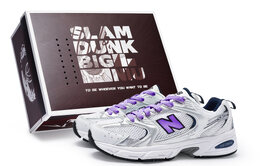 Кроссовки New Balance 530, белый/серебристый/фиолетовый mr530sg(team80-男女款无糖苏打紫s-box) | silver purple