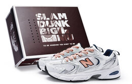 Кроссовки New Balance 530 Cushioned Slip-Resistant Breathable, белый/серебристый mr530sg(team80-男女款无糖苏打肉粉s-box) | silver meat powder