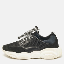 Moschino Black Suede and Mesh Lace Up Sneakers Size 38 1077579