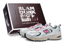 Кроссовки NB 530 унисекс с низким верхом розового цвета New Balance mr530ka(team80-男女同款极昼玫红s-box) | grey silver rose red