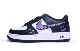 Кроссовки Nike Air Force 1 Skateboarding Shoes Women's Low-top Black/purple/white, фиолетовый dv1621-001(team48-涂鸦梦) | black/purple