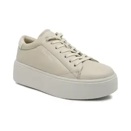 Кожаные кроссовки на плоской подошве со шнуровкой lth Calvin Klein, бежевый ck242w0000145290036 | beige