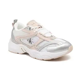 Теннисные кроссовки в стиле ретро с добавлением кожи Calvin Klein, серебряный cj242w000013b230036 | argento