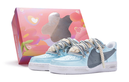 Кроссовки для скейтбординга Air Force 1 женские, низкие, синие Nike dd8959-100(teamr-女款t10蓝灰s-box)