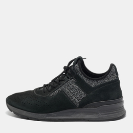 Tod's Black/Grey Knit Fabric and Suede Lace Up Sneakers Size 41 1078309