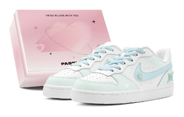 Кроссовки Nike Court Borough Skateboarding Shoes Women's Low-top Green, бирюзовый bq5448-100(teams-薄荷爱心s-box) | turquoise