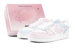 Nike Кроссовки для скейтбординга Court Borough женские, низкие, розовые bq5448-100(teams-鸳鸯花花s-box) | blue white pink