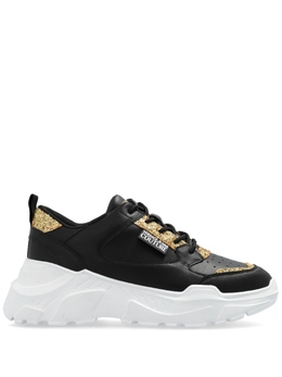 Versace Jeans Couture кроссовки с блестками и логотипом, черный 77va3sc2zp308 | черный