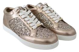 Jimmy Choo Ballet Женские кожаные кроссовки с блестками, цвет Gold And Pink 7640450990140 | gold and pink