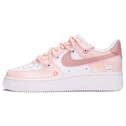 Кроссовки Nike Air Force 1 Skateboard Shoes Women's Low-Top Pink/White dd8959-100(teamthree-女款可爱兔子粉白) | chalk white