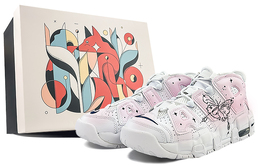 Кроссовки Nike Air More Uptempo Vintage Basketball Shoes Women's Mid-Top Pink Black dh9719-100(team40-蝴蝶星星s-box)
