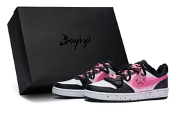 Nike Court Borough 811 Manufacture Peach Explosion Special Shoe Box Женские низкие кеды для скейтбординга черно-бело-розовые bq5448-115(team80-桃桃冲击波s-box) | black white pink