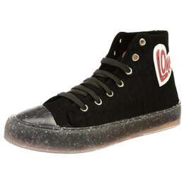 Женские холщовые высокие кроссовки Heart Lace Up Sneakers черного цвета Love Moschino 7857827708988 | black