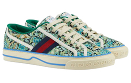 Кроссовки женские Gucci Tennis 1977, светло-синий / зеленый 606110 2h930 4862